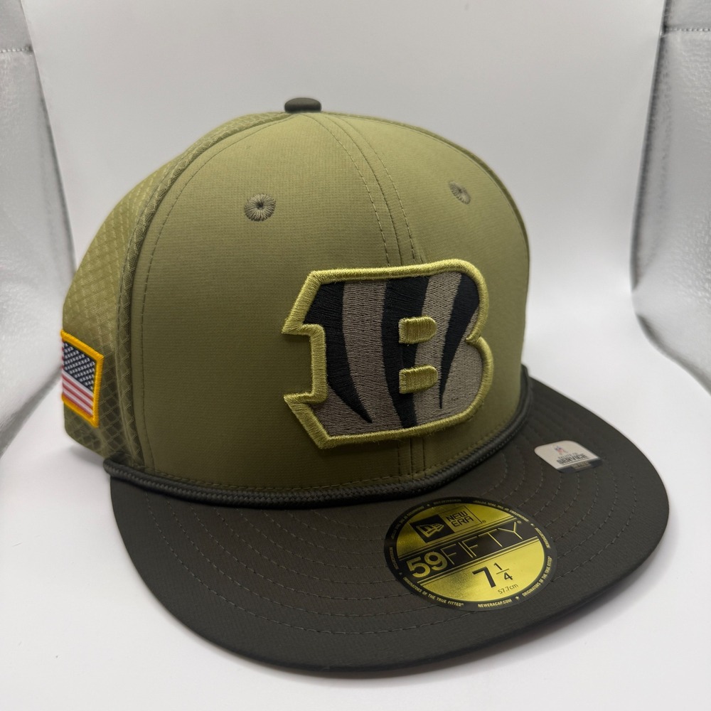 New Era Cincinnati Bengals Salute to Service 59FIFTY Fitted Hat 7 1/4 Olive Cap